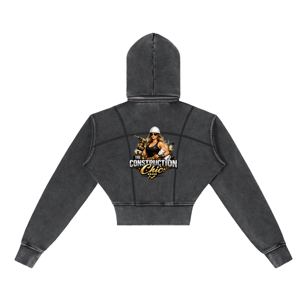 Vintage Washed Cropped Fleece Hoodie